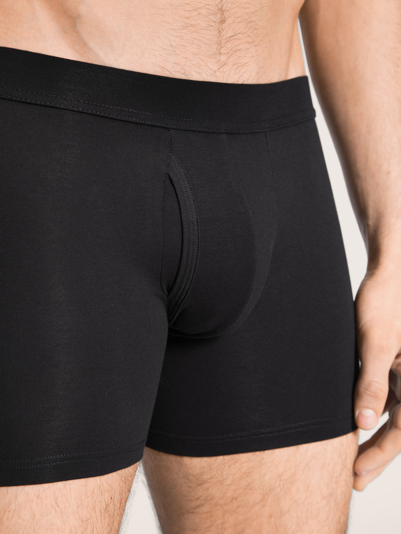 Men Calida Cotton Code Boxer Brief, With Fly Underwear Schwarz | 108497-PVZ