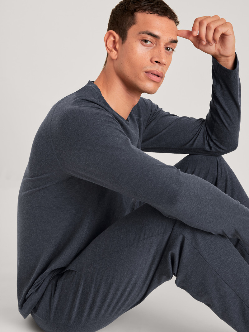 Men Calida Dsw Warming Shirt Long-sleeve Sleepwear Anthrazit | 594186-TBZ