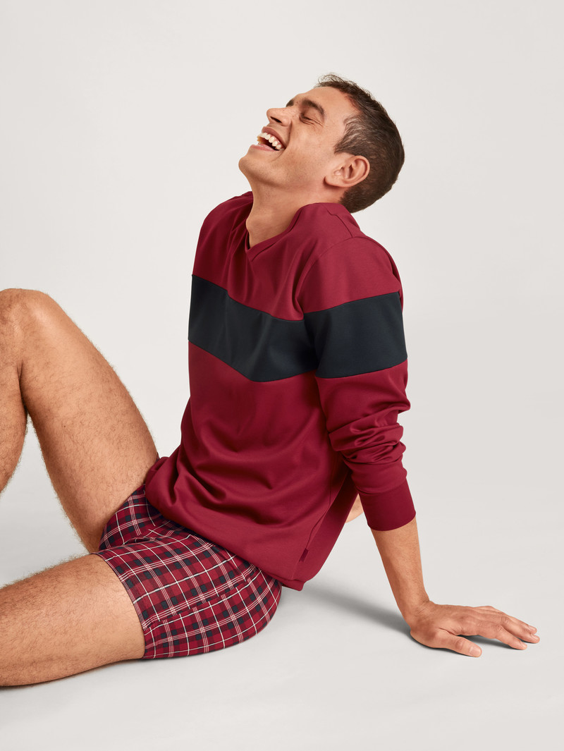 Men Calida Family & Friends Sweatshirt Loungewear Rio Red | 520194-DTA