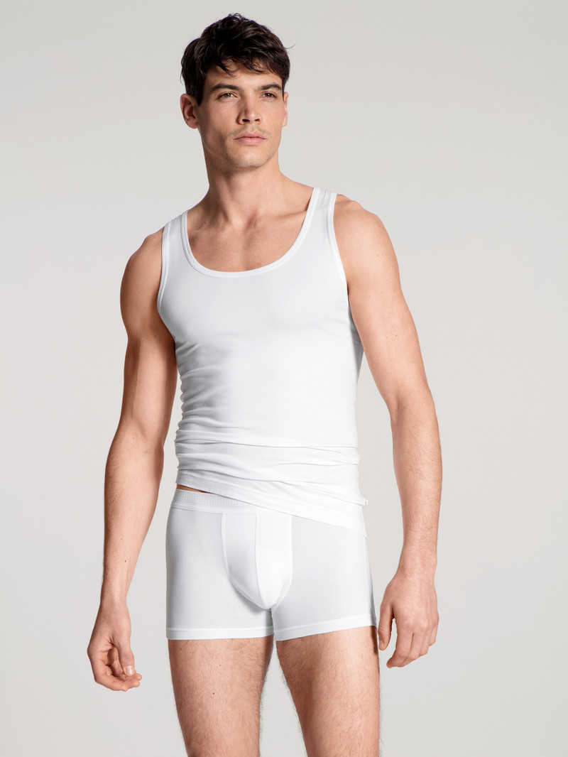 Men Calida Focus Athletic Shirt Underwear Weiss | 072654-MZR