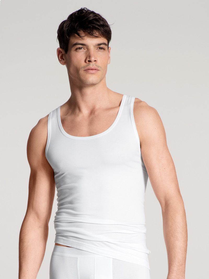 Men Calida Focus Athletic Shirt Underwear Weiss | 072654-MZR