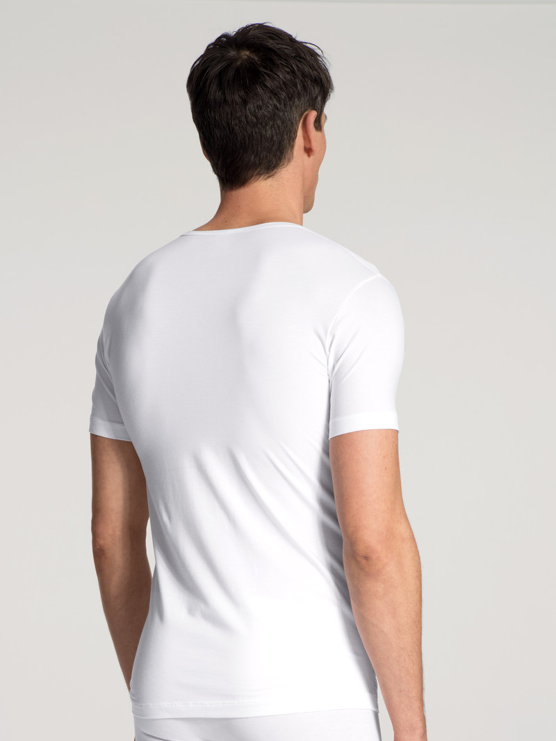 Men Calida Focus V-shirt Underwear Weiss | 245093-LDW