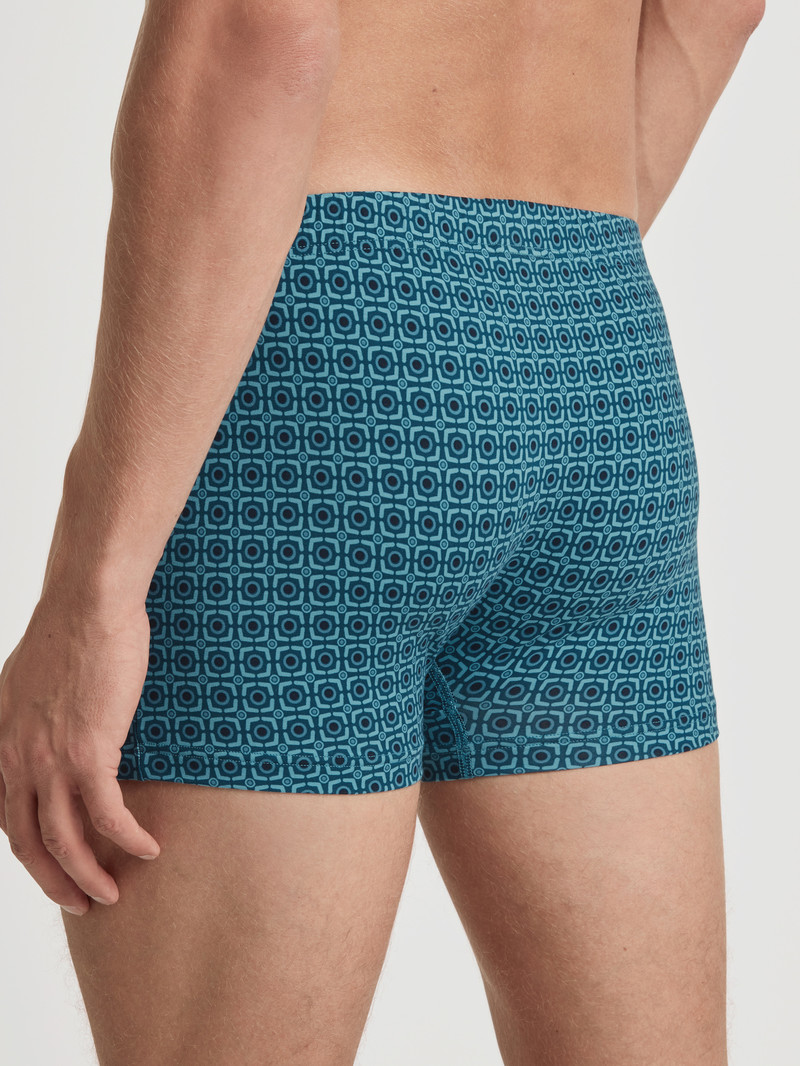 Men Calida Grafic Cotton Boxer Brief Underwear Storm Blue | 483605-FSH