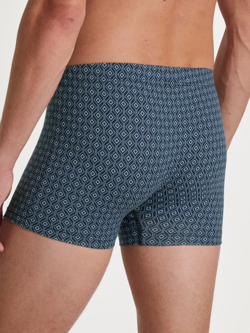 Men Calida Grafic Cotton Boxer Brief Underwear Dark Sapphire | 275461-ETL