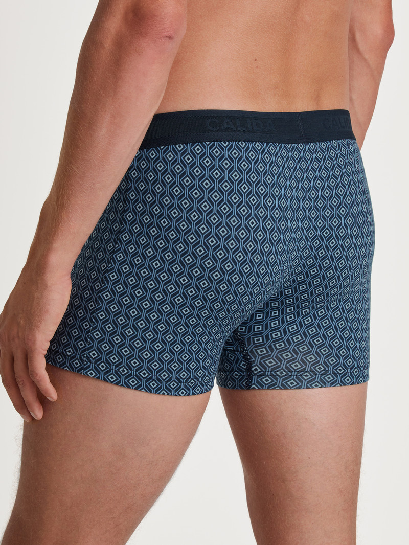 Men Calida Grafic Cotton Boxer Brief Underwear Dark Sapphire | 180269-YBS