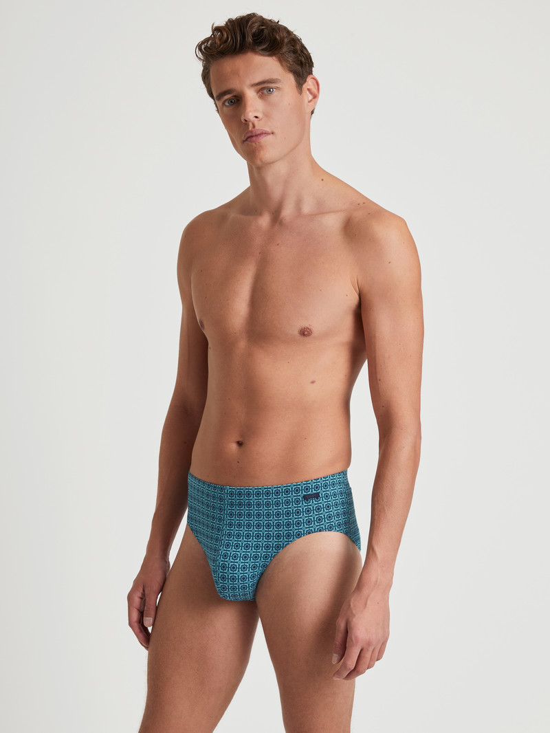 Men Calida Grafic Cotton Brief Underwear Storm Blue | 470139-NFB