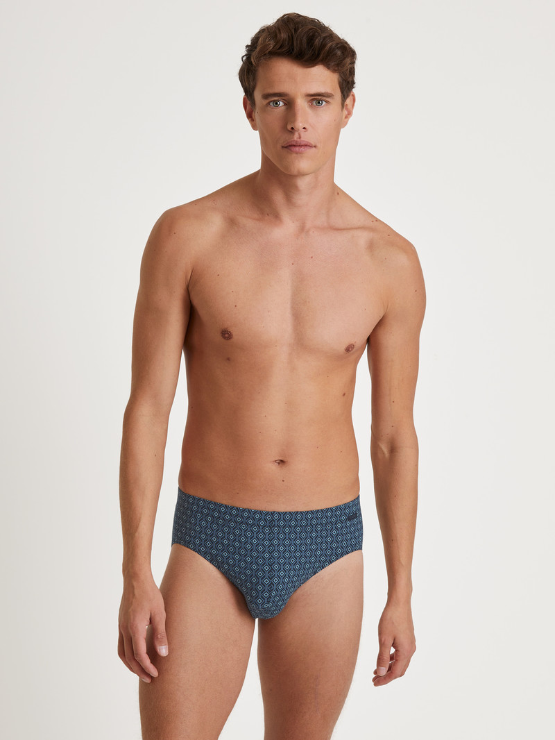 Men Calida Grafic Cotton Brief Underwear Dark Sapphire | 209471-QKS