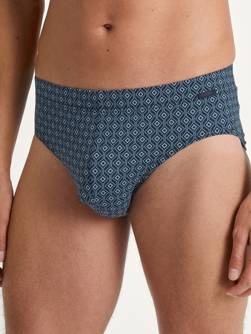 Men Calida Grafic Cotton Brief Underwear Dark Sapphire | 209471-QKS