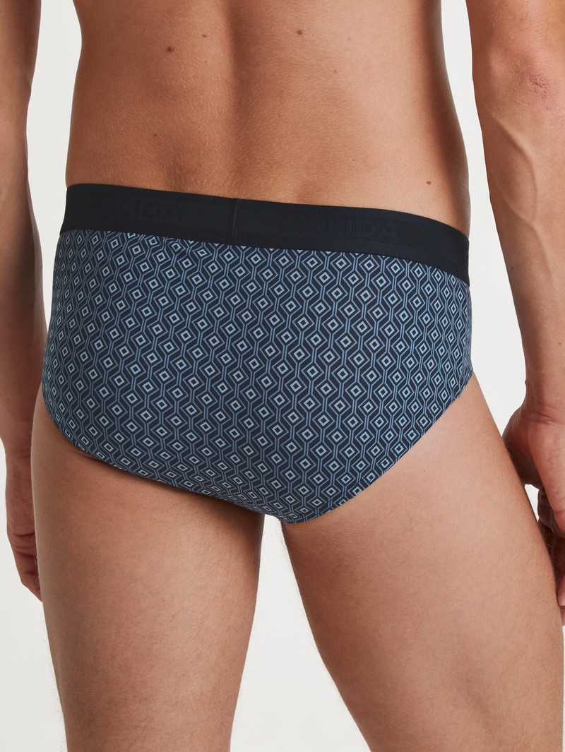 Men Calida Grafic Cotton Brief Underwear Dark Sapphire | 597608-ERD