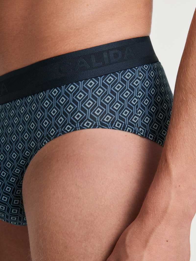 Men Calida Grafic Cotton Brief Underwear Dark Sapphire | 597608-ERD