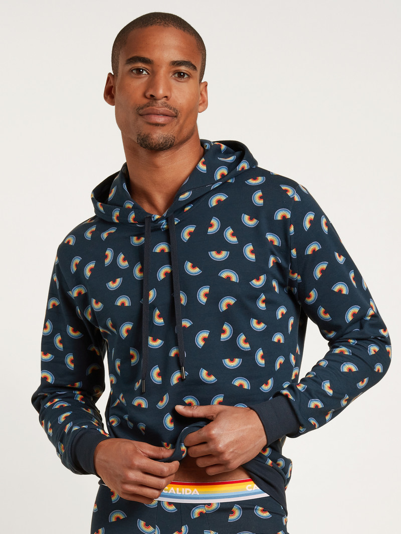 Men Calida Love Capsule Sweater Long-sleeve Loungewear Blue Night | 845712-ZFS