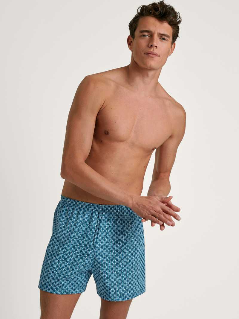 Men Calida Prints Boxer Shorts Underwear Legion Blue | 891640-PWR