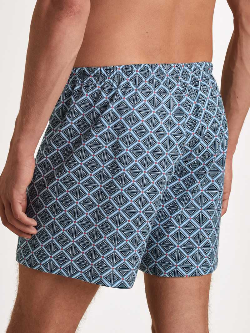 Men Calida Prints Boxer Shorts Underwear Stormy Grey | 879153-UBE