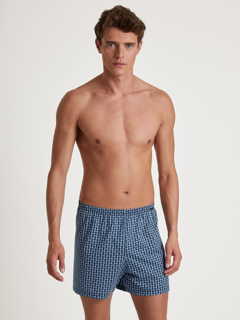 Men Calida Prints Boxer Shorts Underwear Coronet Blue | 451638-WBT