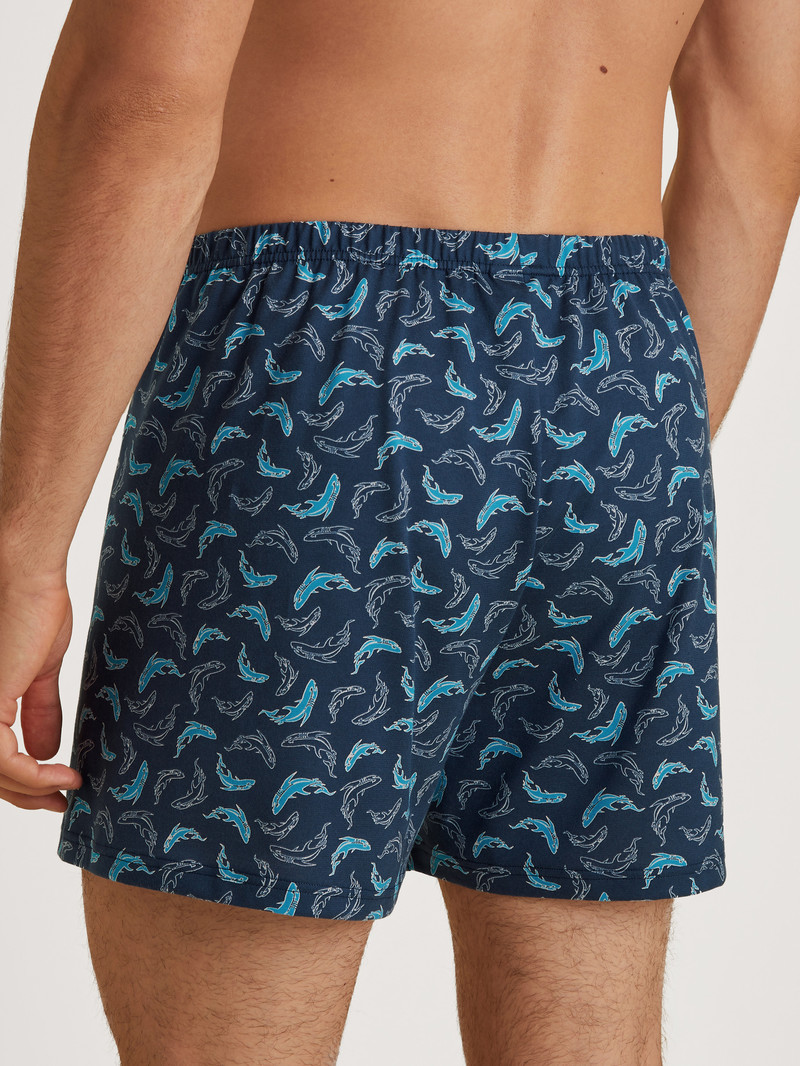 Men Calida Prints Boxer Shorts Underwear Danube Blue | 076214-QXZ