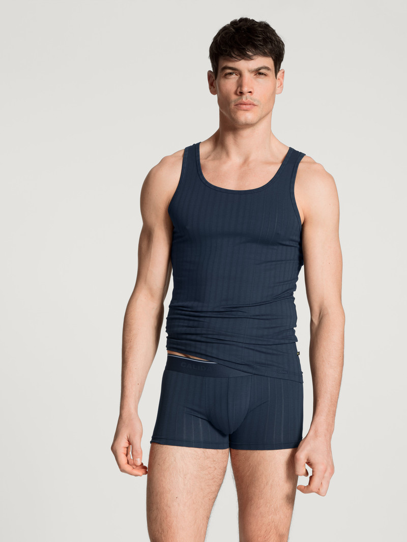 Men Calida Pure & Style Athletic Shirt Underwear Indigo Mood | 504329-IPT