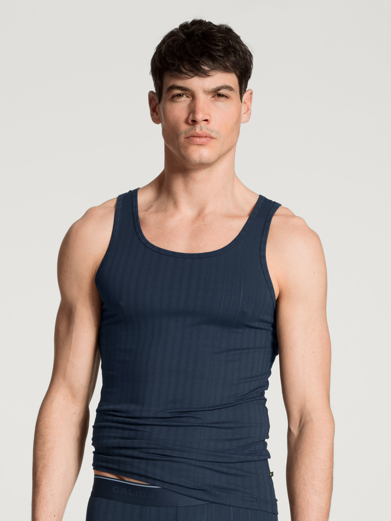 Men Calida Pure & Style Athletic Shirt Underwear Indigo Mood | 504329-IPT