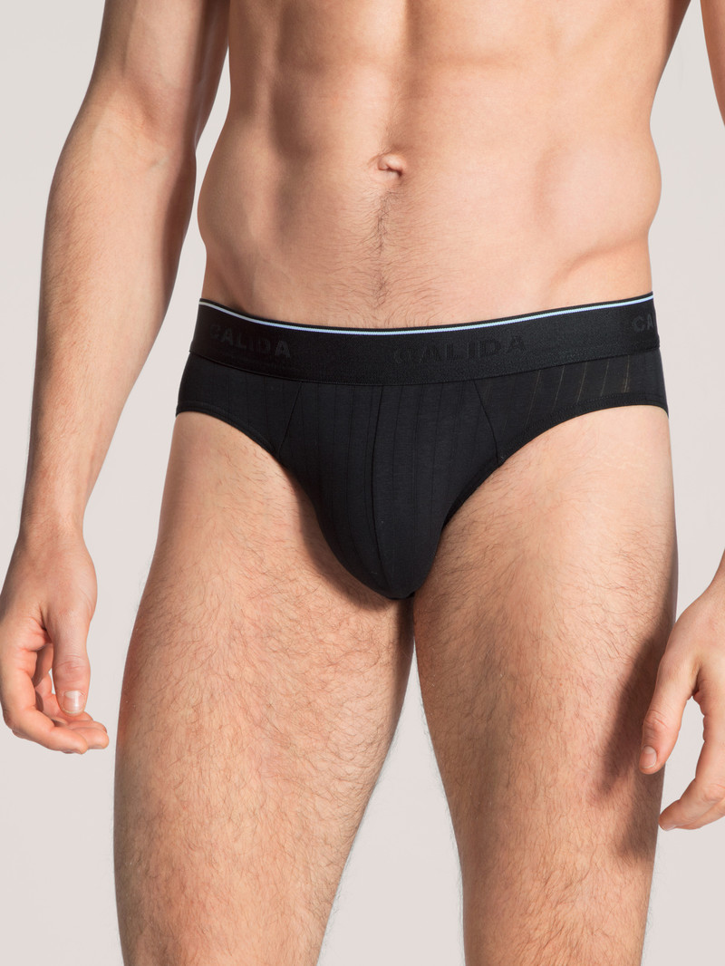 Men Calida Pure & Style Mini Brief Underwear Schwarz | 815273-NBC