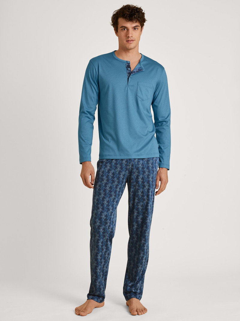 Men Calida Relax Choice 2 Pyjama Sleepwear Niagara Blue | 186205-SRN