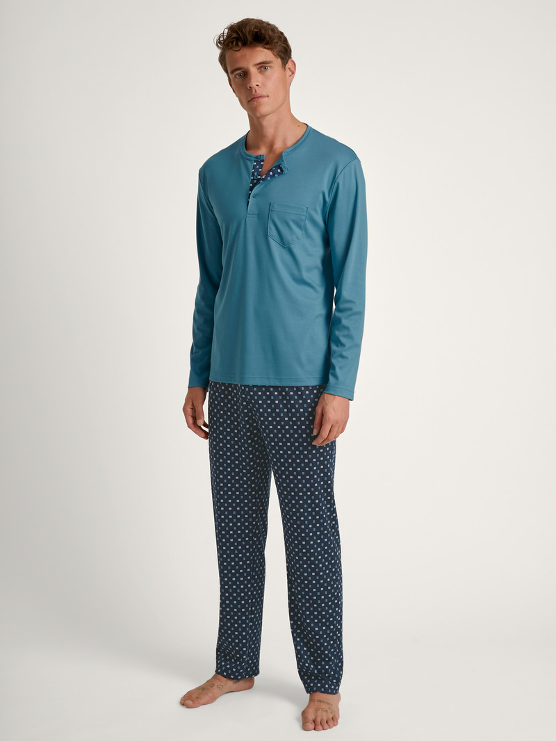 Men Calida Relax Choice 3 Pyjama Sleepwear Storm Blue | 075348-HOJ