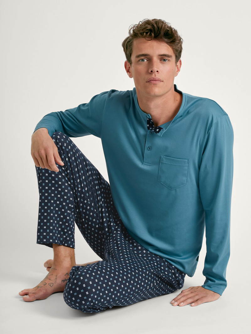 Men Calida Relax Choice 3 Pyjama Sleepwear Storm Blue | 075348-HOJ