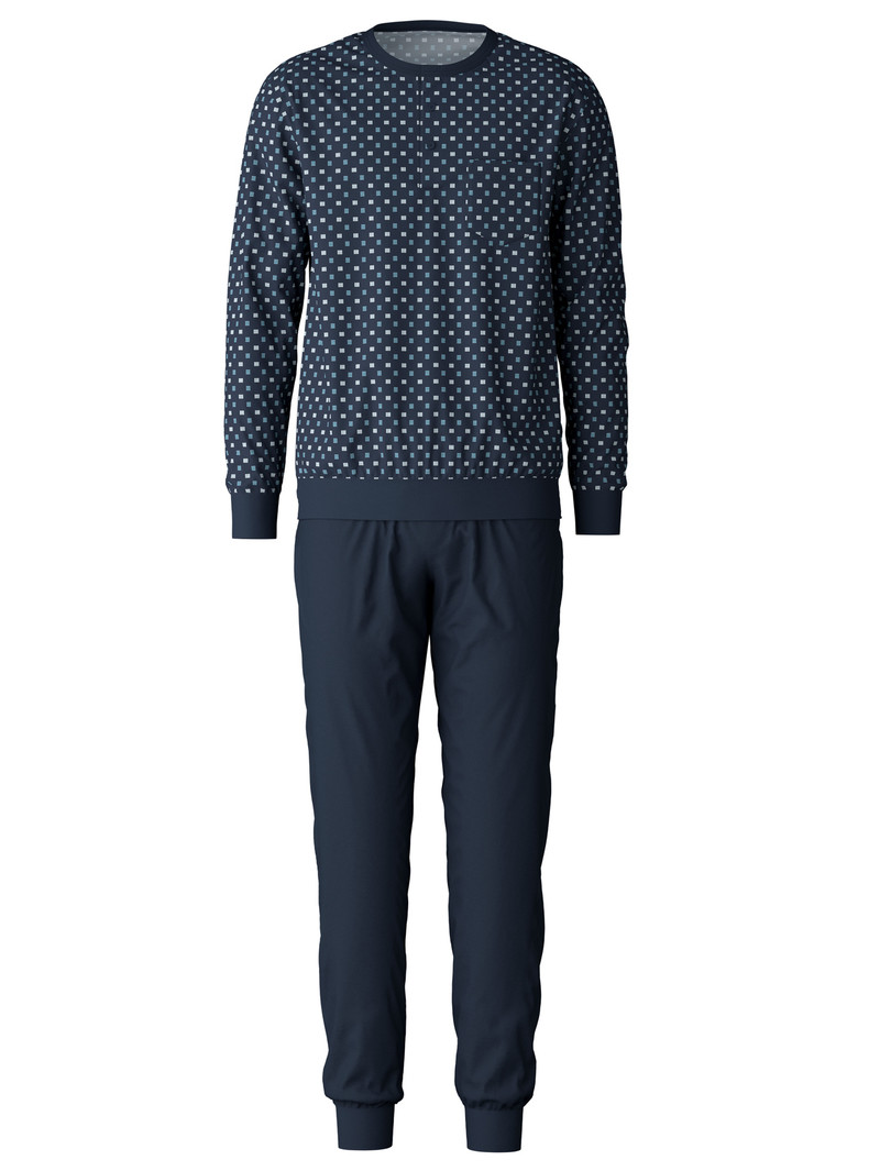 Men Calida Relax Choice 3 Pyjama With Cuff Sleepwear Storm Blue | 658347-ANC