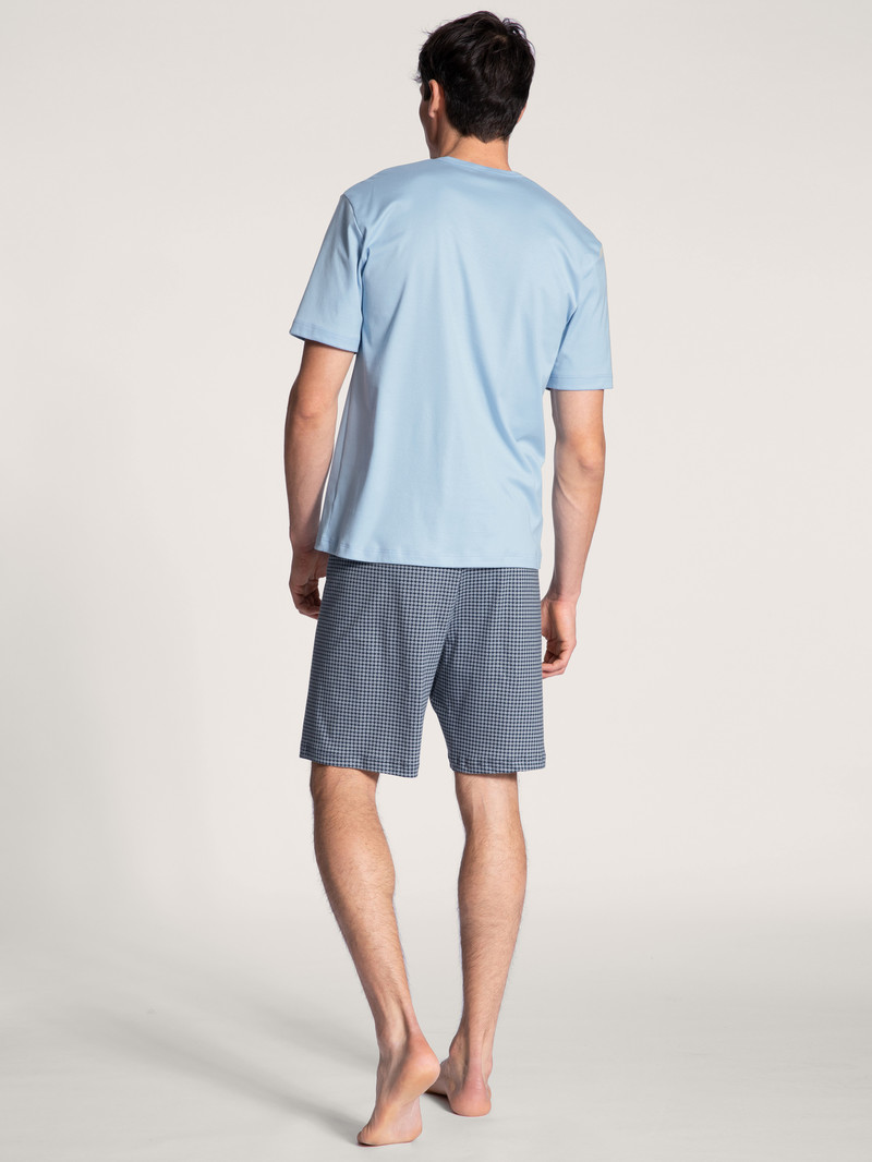 Men Calida Relax Choice Short Pyjama Sleepwear Placid Blue | 043761-MPN