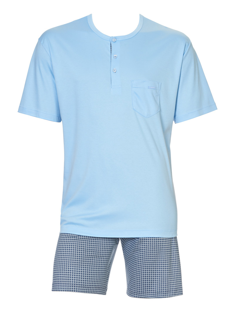 Men Calida Relax Choice Short Pyjama Sleepwear Placid Blue | 043761-MPN