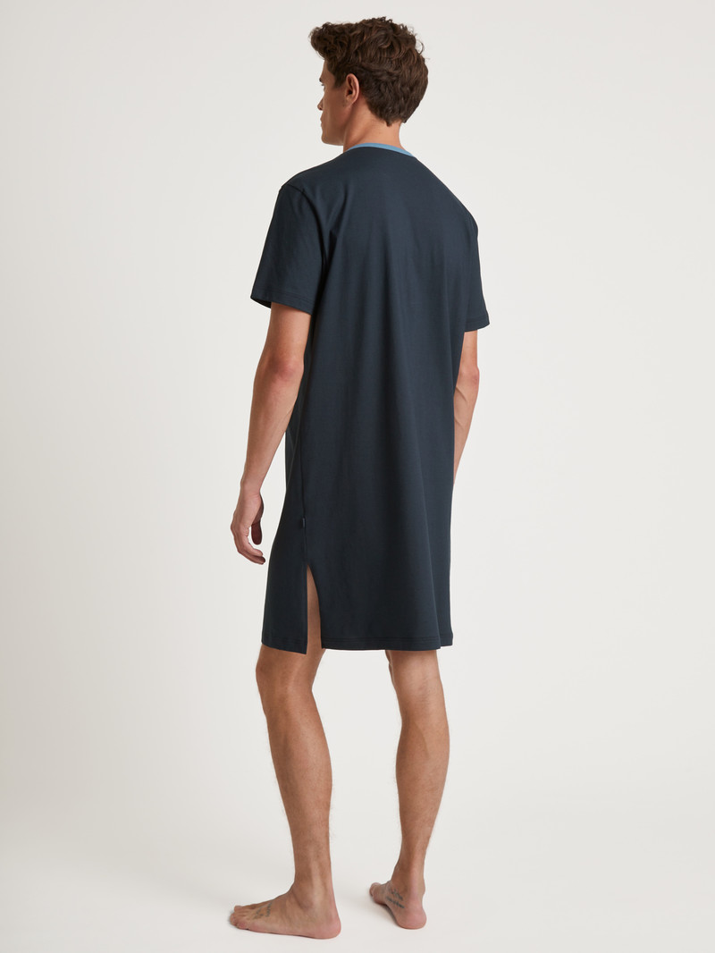 Men Calida Relax Essentials Nightshirt Sleepwear Dark Sapphire | 215847-RYI