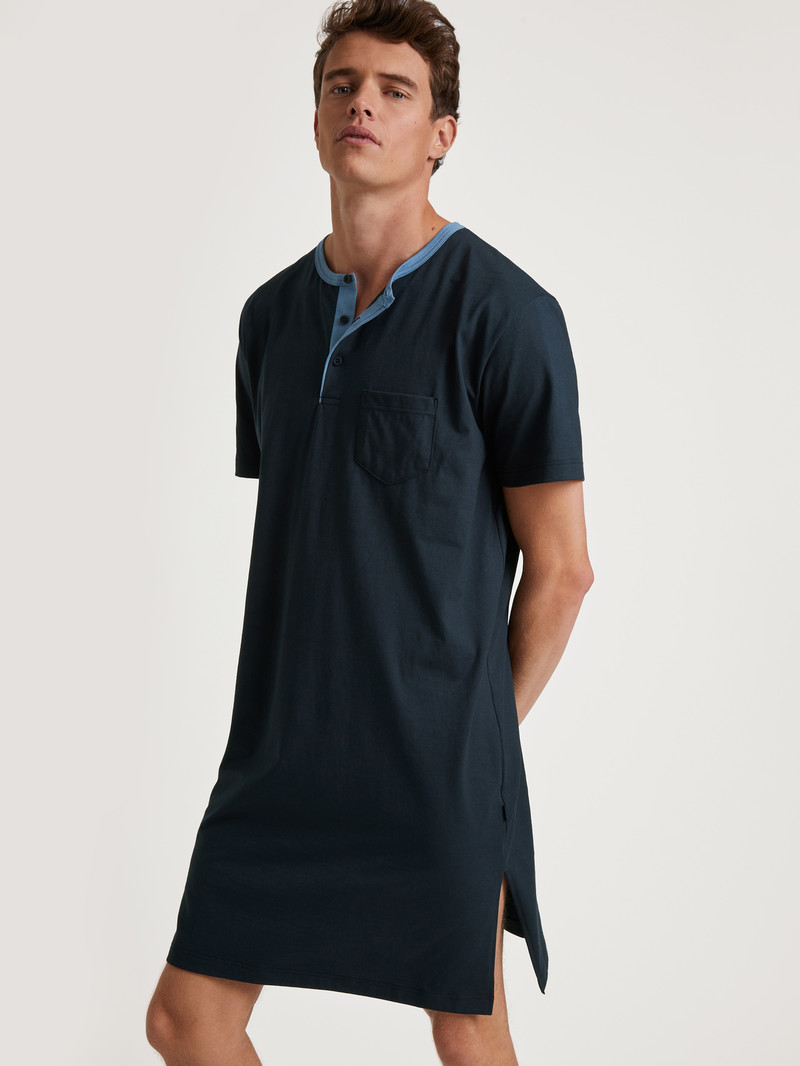 Men Calida Relax Essentials Nightshirt Sleepwear Dark Sapphire | 215847-RYI