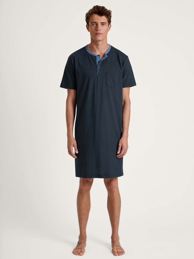 Men Calida Relax Essentials Nightshirt Sleepwear Dark Sapphire | 215847-RYI