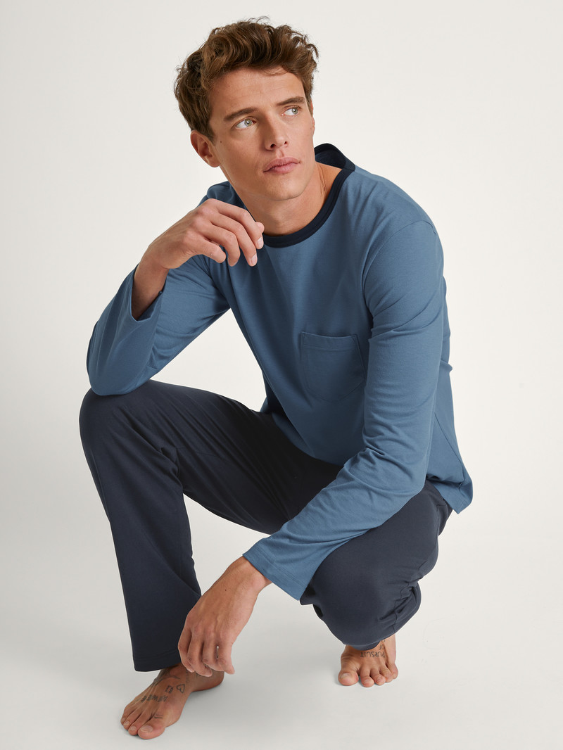 Men Calida Relax Essentials Pyjama Sleepwear Coronet Blue | 048673-DXE