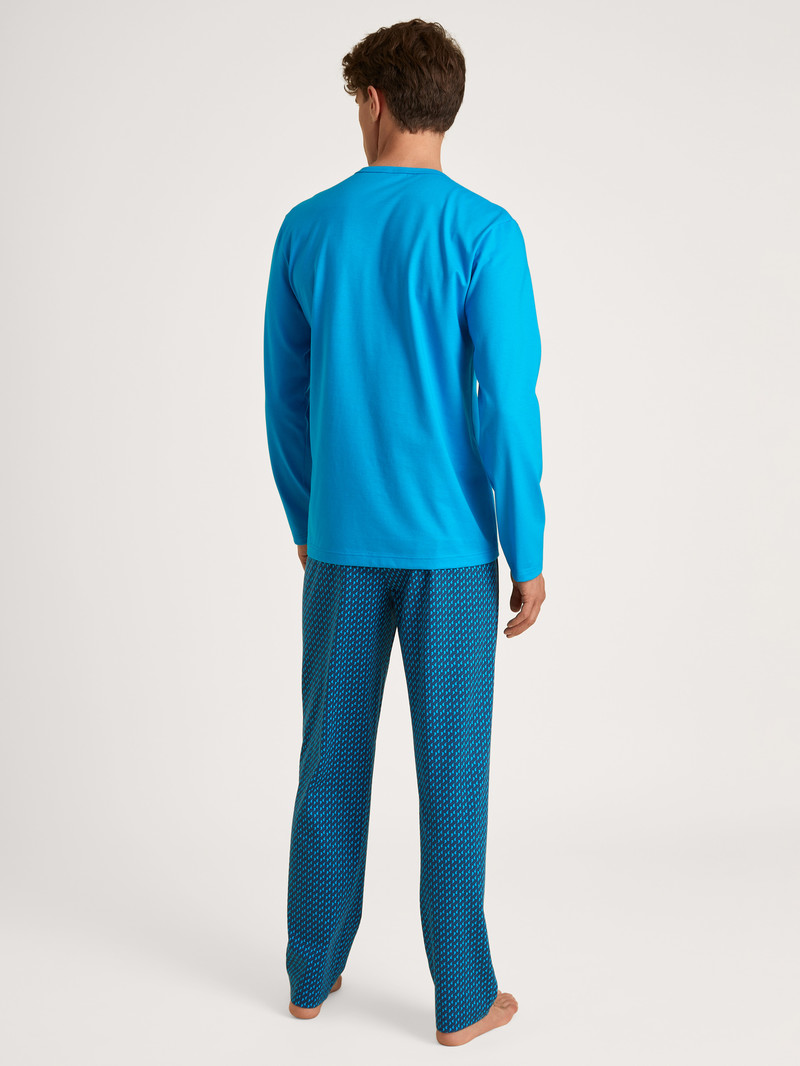 Men Calida Relax Imprint 1 Pyjama Sleepwear Danube Blue | 523081-LFP