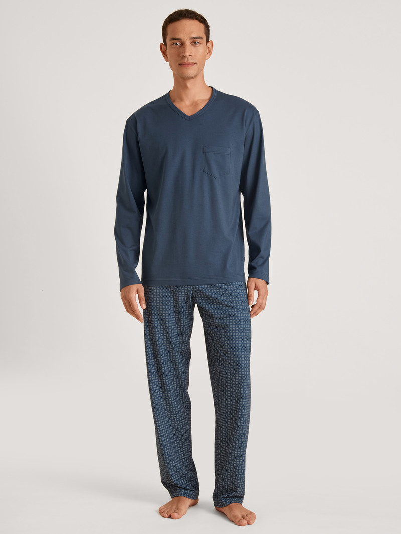 Men Calida Relax Imprint 1 Pyjama Sleepwear Saragossa Blue | 273015-GAR