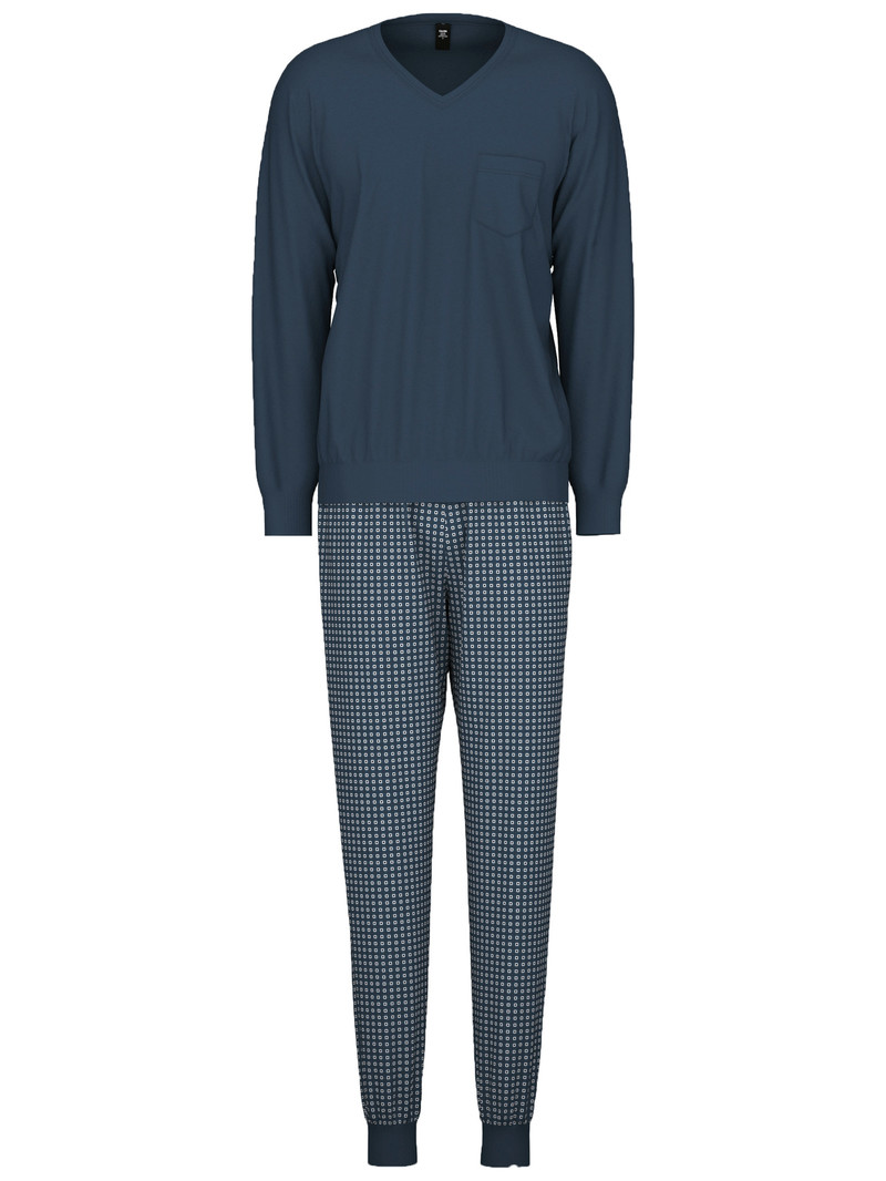 Men Calida Relax Imprint 1 Pyjama With Cuff Sleepwear Saragossa Blue | 536194-GUL