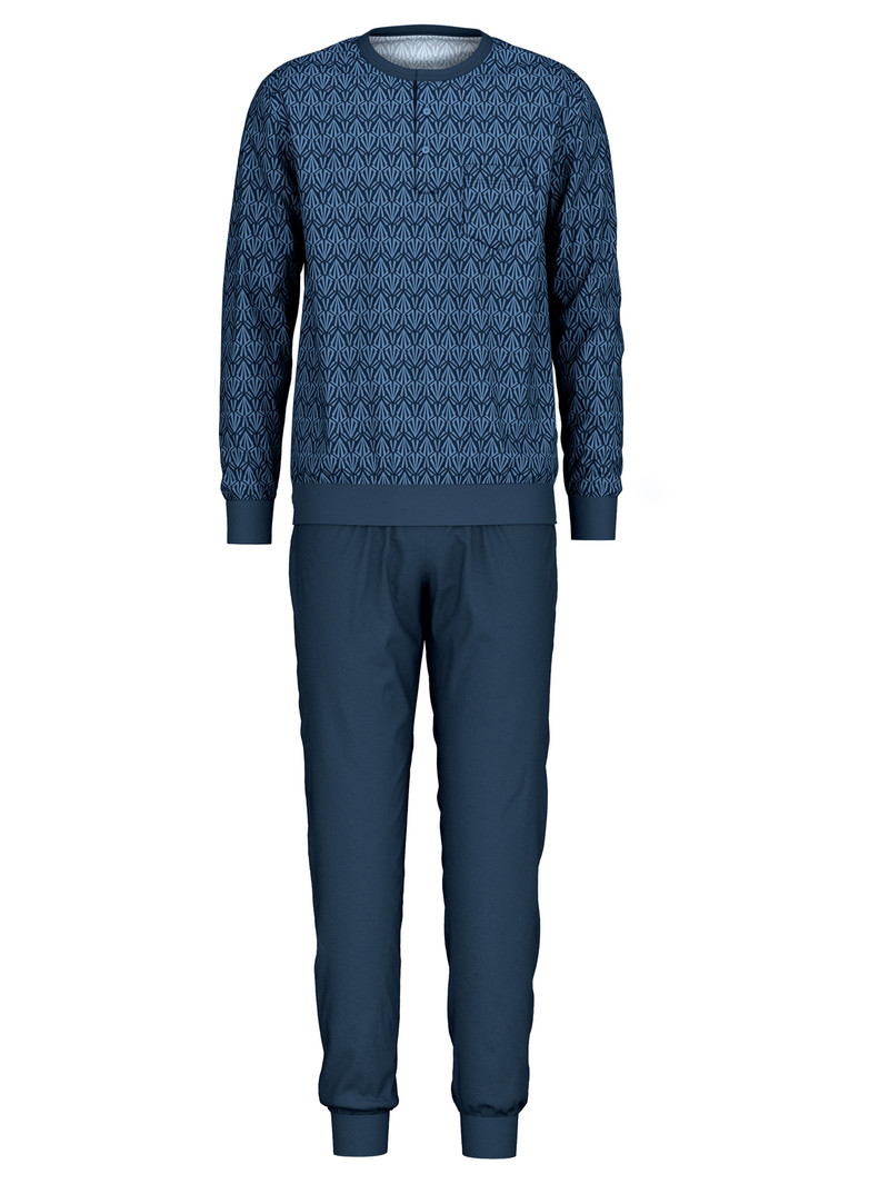 Men Calida Relax Imprint 2 Pyjama With Cuff Sleepwear Coronet Blue | 064217-ZTG