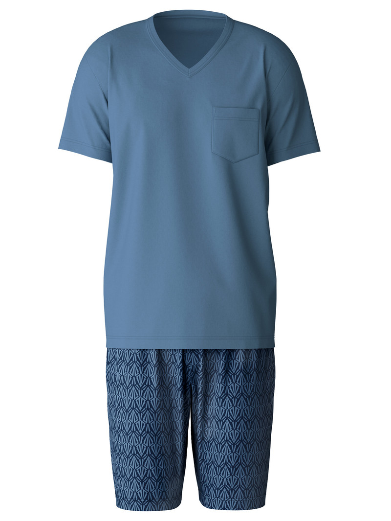 Men Calida Relax Imprint 2 Short Pyjama Sleepwear Coronet Blue | 536019-WQG