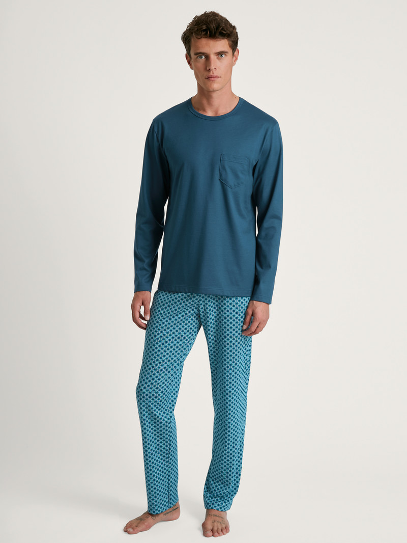 Men Calida Relax Imprint 3 Pyjama Sleepwear Legion Blue | 635982-WZX