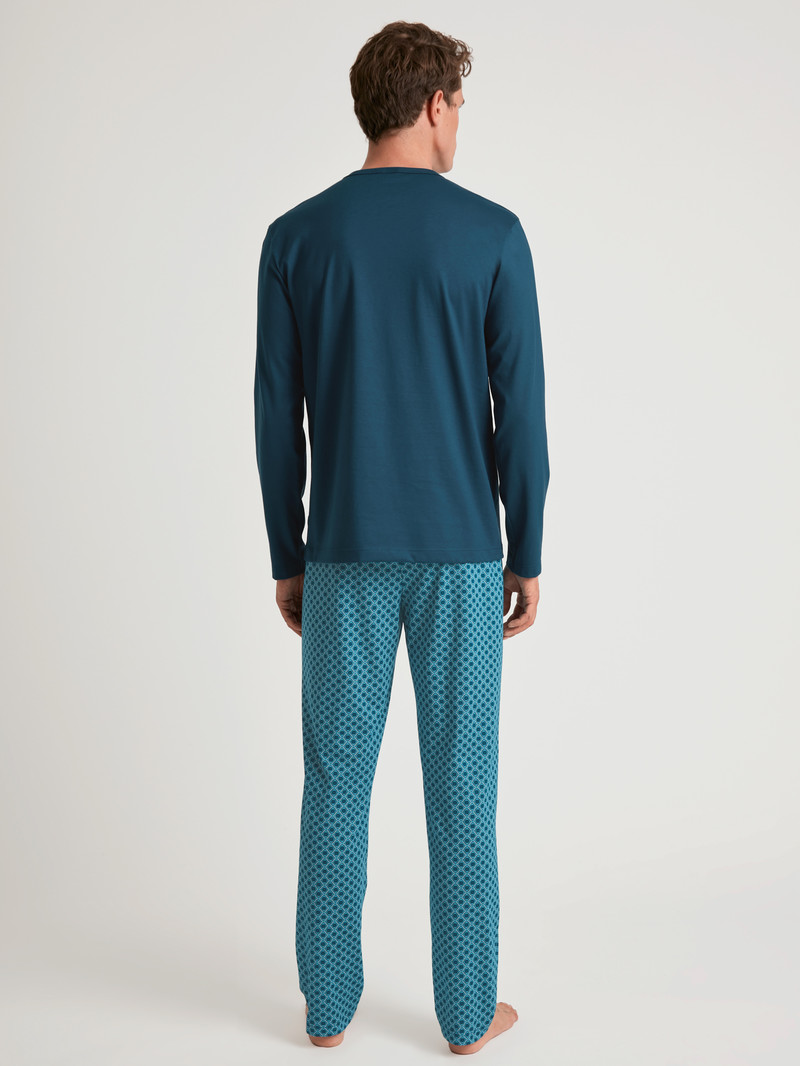 Men Calida Relax Imprint 3 Pyjama Sleepwear Legion Blue | 635982-WZX