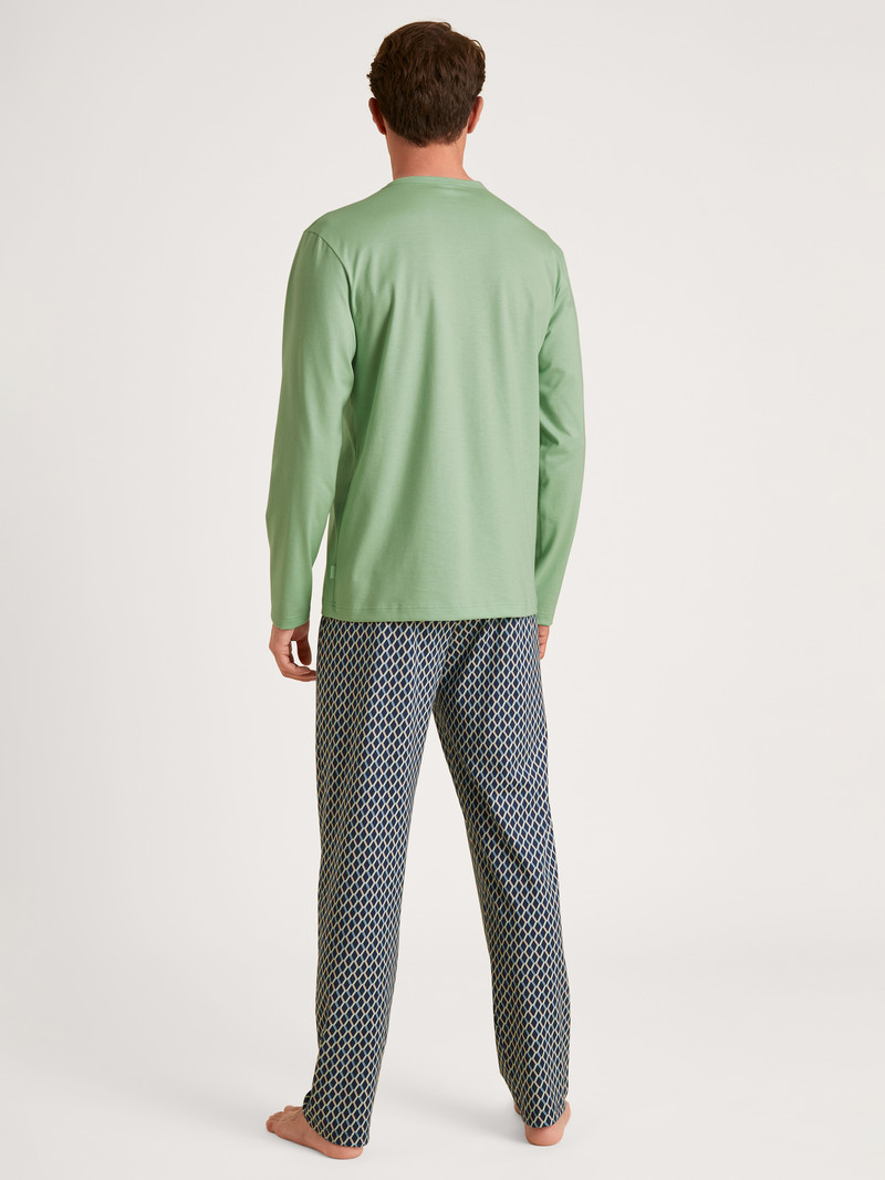 Men Calida Relax Imprint 3 Pyjama Sleepwear Iris Green | 973864-PDG