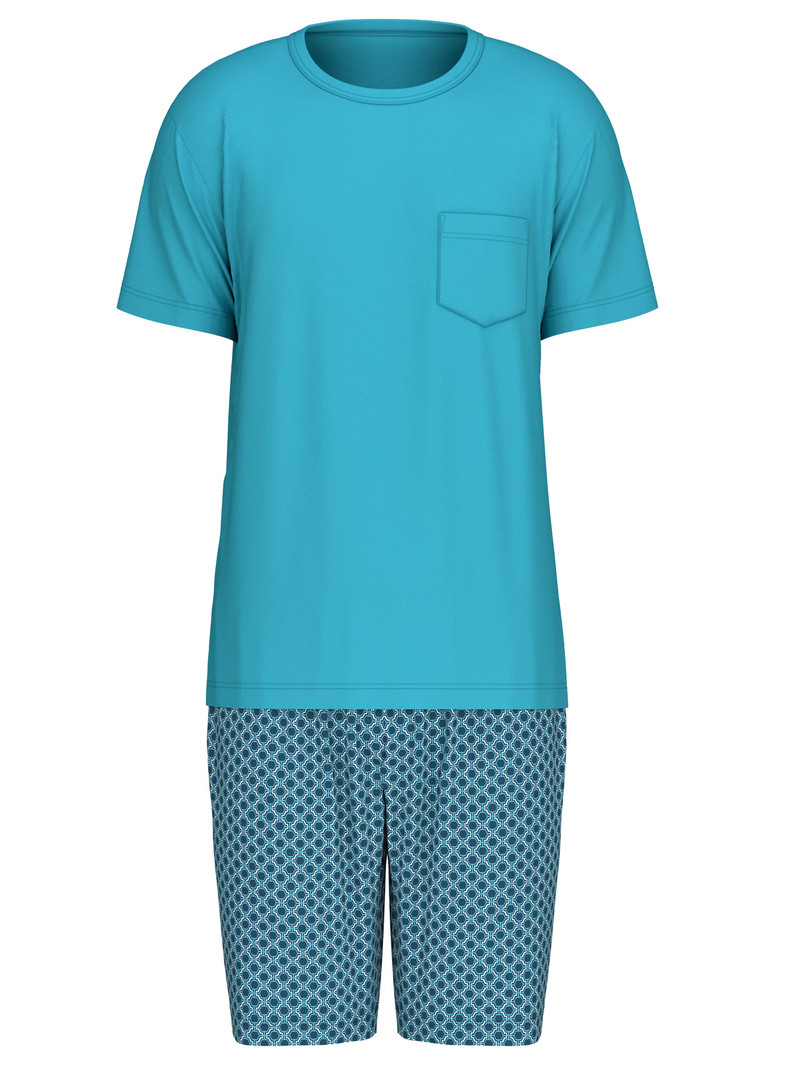 Men Calida Relax Imprint 3 Short Pyjama Sleepwear Bright Blue | 207183-FQW