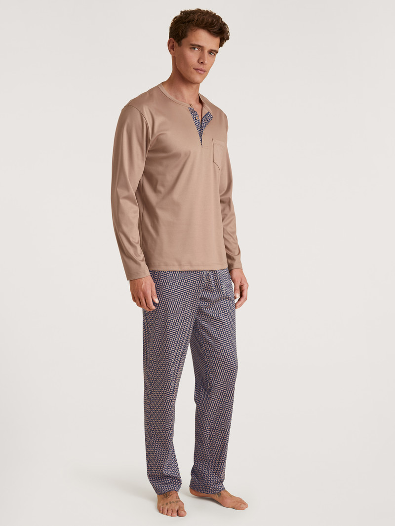 Men Calida Relax Selected 3 Pyjama Sleepwear Warm Sands | 015627-REY