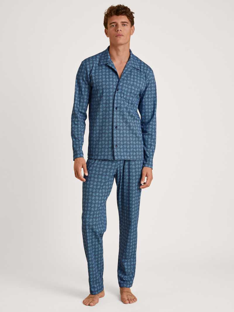 Men Calida Relax Streamline 2 Pyjama Buttoned Sleepwear Insignia Blue | 092376-VGQ