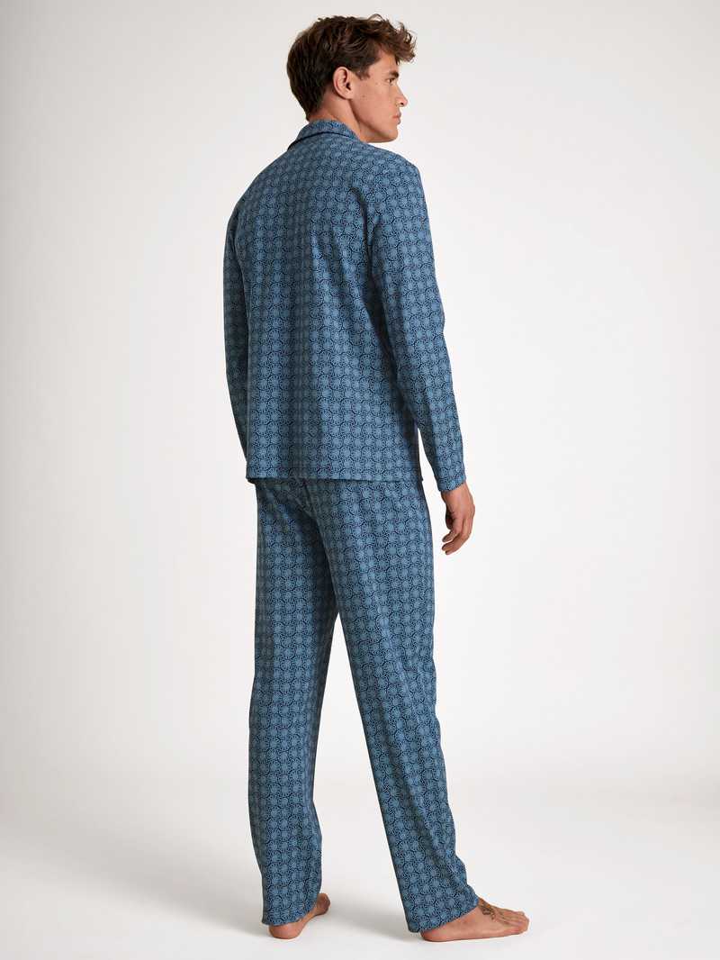 Men Calida Relax Streamline 2 Pyjama Buttoned Sleepwear Insignia Blue | 092376-VGQ