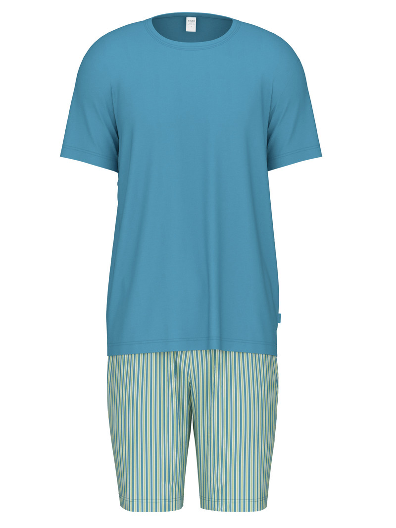 Men Calida Relax Streamline 3 Short Pyjama Sleepwear Niagara Blue | 076125-HLO