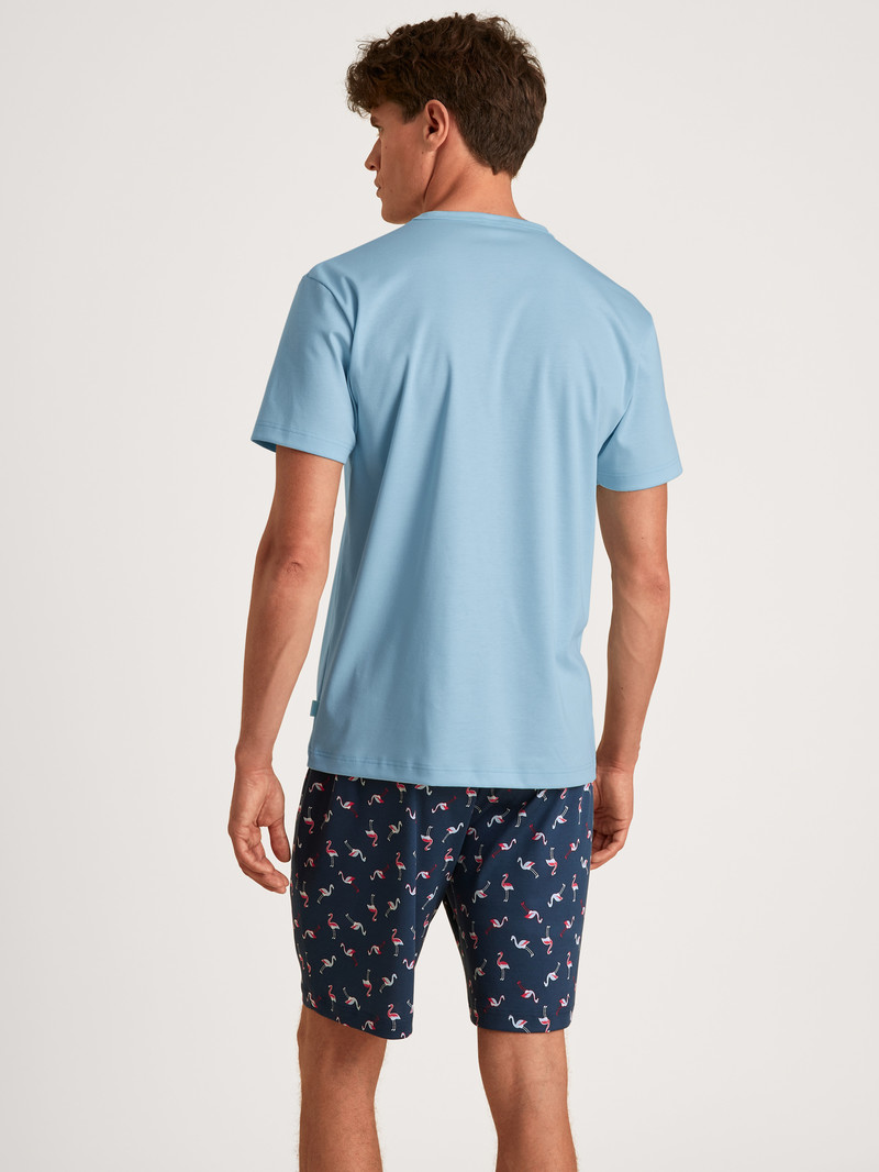 Men Calida Relax Streamline 6 Short Pyjama Sleepwear Cascade Blue | 852904-DCR