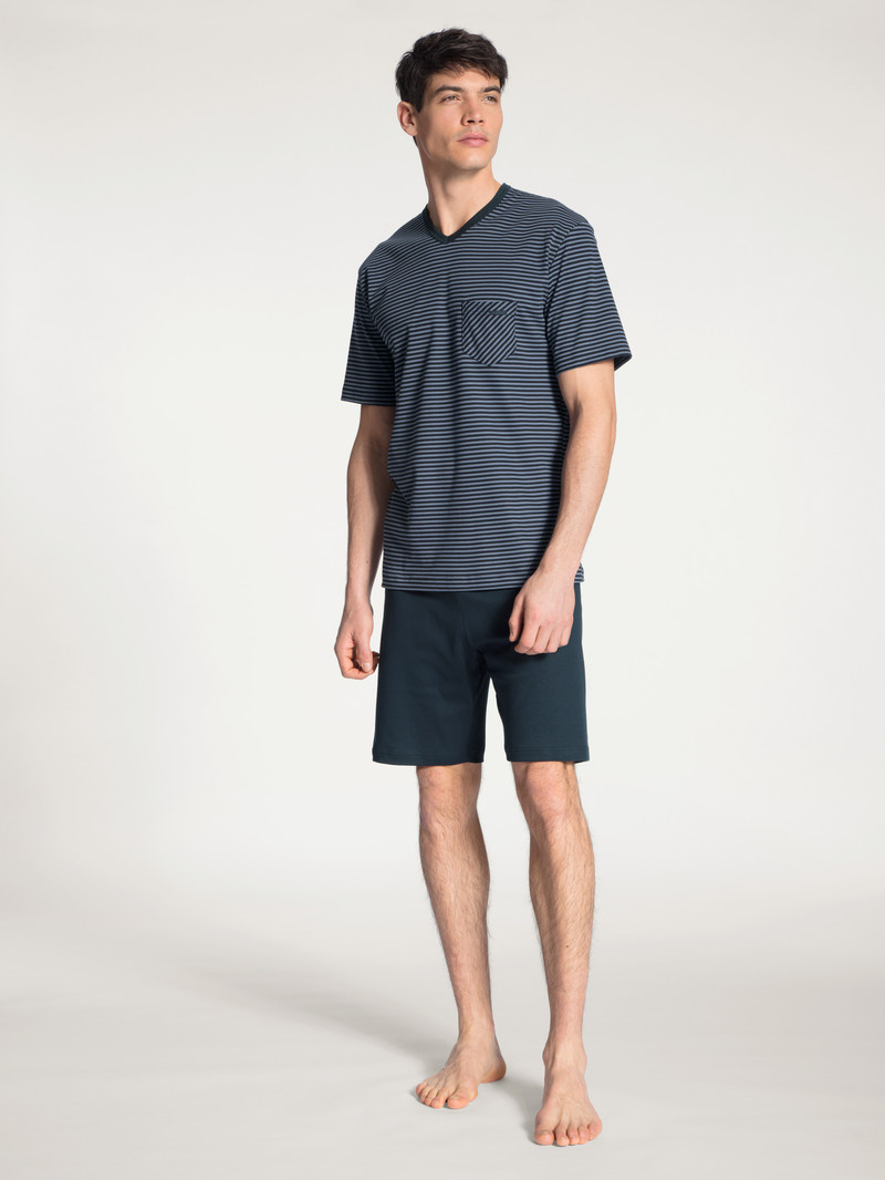 Men Calida Relax Streamline Short Pyjama Sleepwear Dark Sapphire | 473250-JKO