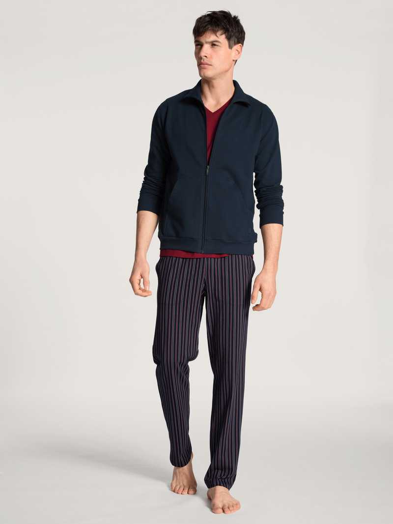 Men Calida Remix Basic Lounge Jacket Loungewear Dark Sapphire | 461790-XIR