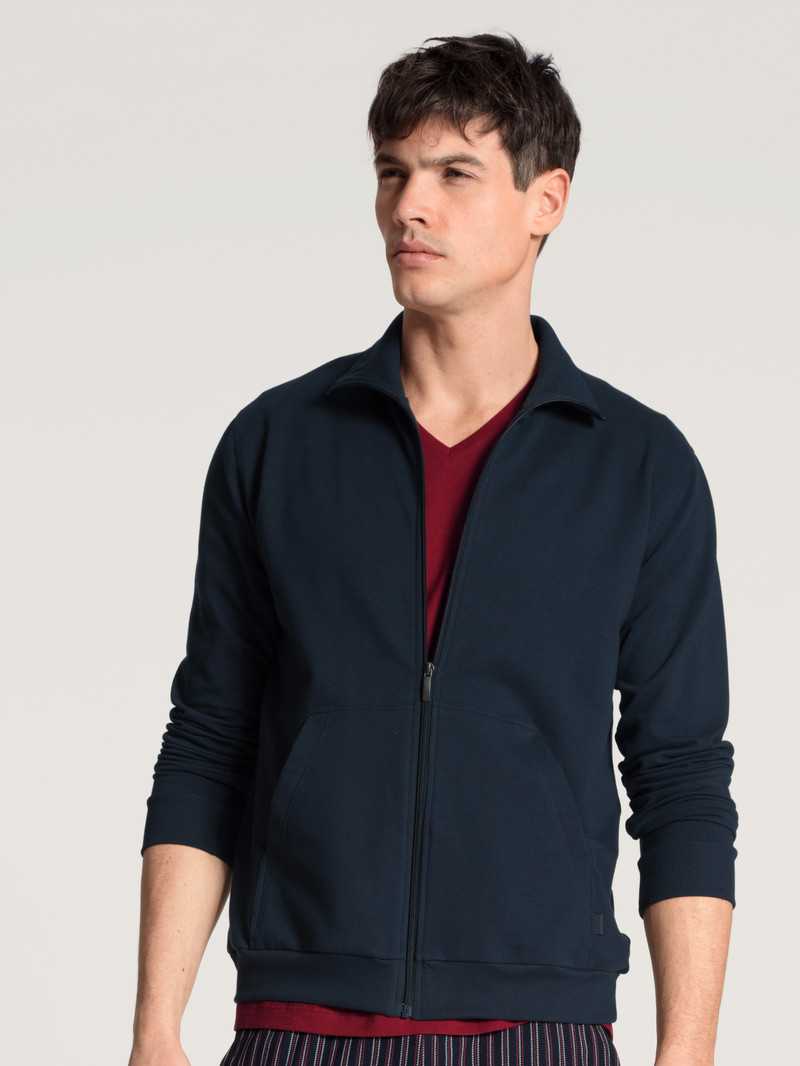 Men Calida Remix Basic Lounge Jacket Loungewear Dark Sapphire | 461790-XIR