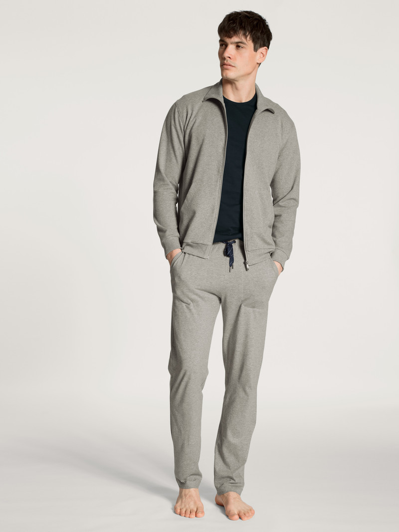 Men Calida Remix Basic Lounge Jacket Loungewear Carbon Melé | 307596-YXJ